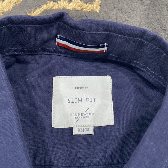 Navy Blue Cotton On Mens Collared Shirt Long Sleeves Slim Fit Size XL - Picture 5 of 9